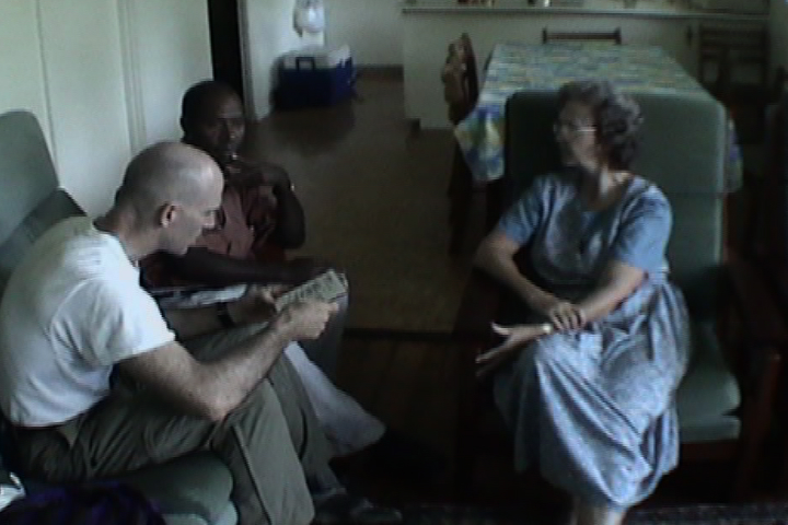 Baptist minister Jacob Kepas being interviewed in Lae, Papua New Guinea