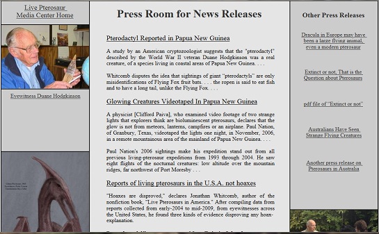 press releases about modern living pterosaurs