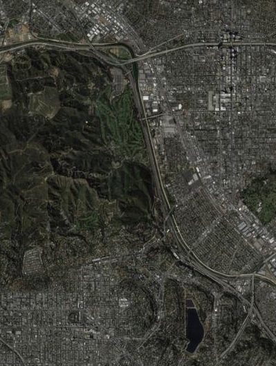 satellite map of the eastern side of Griffith Park in Los Angeles