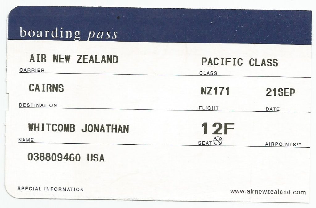 boarding pass - Flight NZ171 - 21-Sep